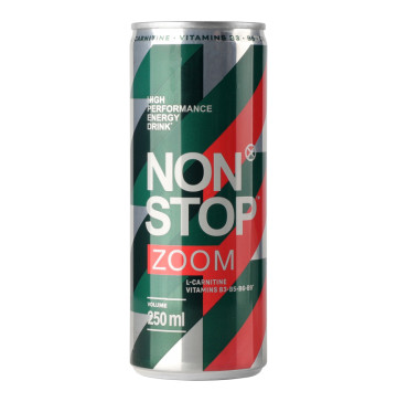 Напій енергетичний безалкогольний сильногазований Zoom Non Stop з/б 250мл