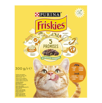 Корм сухий повнораціонний для дорослих котів з куркою та овочами Friskies к/у 300г