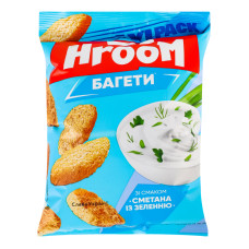 Сухарики багетні Сметана із зеленню Hroom! м/у 100г