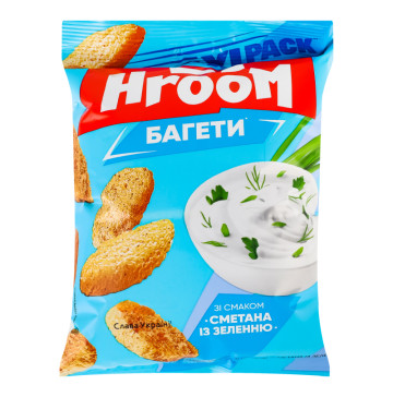 Сухарики багетні Сметана із зеленню Hroom! м/у 100г