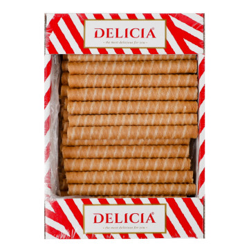 Вафлі зі смаком пряженого молока Трубочки Delicia к/у 450г