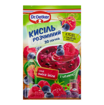 Кисіль розчинний швидкого приготування з шматочками фруктів зі смаком лісових ягід Dr.Oetker м/у 31.5г