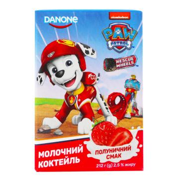 Коктейль молочний 2.5% Полуничний Paw Patrol Danone т/п 212г