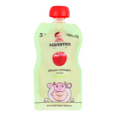 Пюре для дітей від 3років гомогенізоване стерилізоване без цукру Яблуко солодке Малятко д/п 120г