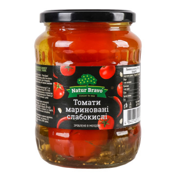 Томати мариновані слабокислі Natur Bravo c/б 670г