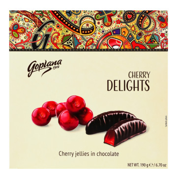 Мармелад жувальний зі смаком вишні в шоколаді Delights Goplana к/у 190г