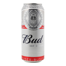 Пиво світле пастеризоване Bud 5% з/б 500мл