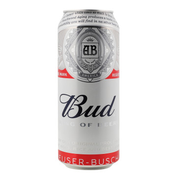 Пиво світле пастеризоване Bud 5% з/б 500мл