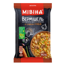 Вермішель швидкого приготування негостра зі смаком грибів з овочами та зеленню Мівіна м/у 59.2г