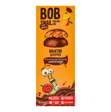Цукерки в бельгійському молочному шоколаді Манго Bob Snail к/у 30г