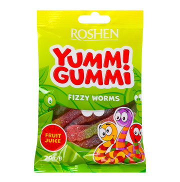 Цукерки желейні Fizzy Worms Yummi Gummi Roshen м/у 70г