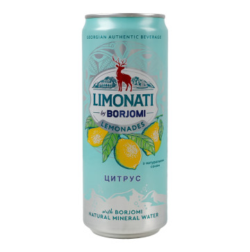 Напій безалкогольний сильногазований соковий пастеризований Цитрус Limonati Borjomi з/б 330мл