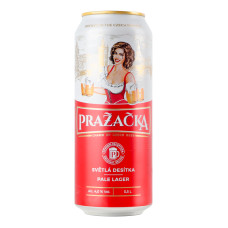 Пиво 0.5л 4% світле фільтроване пастеризоване Prazacka з/б