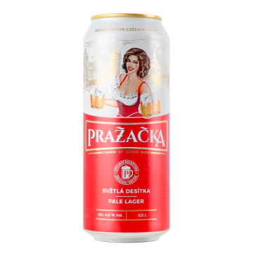 Пиво 0.5л 4% світле фільтроване пастеризоване Prazacka з/б