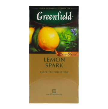 Чай чорний індійський байховий дрібний із цедрою та ароматом лимону Lemon Spark Greenfield к/у 25х1.5г