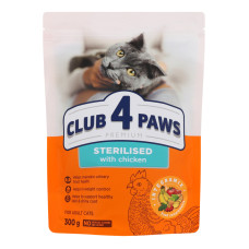 Корм сухий для дорослих стерилізованих котів Стерилізовані Premium Club 4 Paws д/п 300г