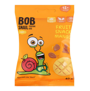 Снек фруктовий для дітей від 12міс Mango Baby Bob Snail м/у 40г