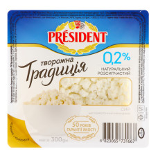 Сир кисломолочний 0.2% Творожна традиція President п/у 300г