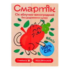 Сік відновлений освітлений та пастеризований яблучно-виноградний Смартік т/п 200мл
