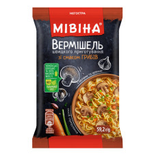 Вермішель швидкого приготування зі смаком грибів з овочами та зеленню негостра Мівіна м/у 59.2г