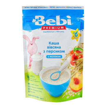 Каша молочна суха для дітей від 6міс швидкорозчинна Вівсяна з персиком Bebi Premium д/п 200г