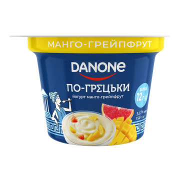 Йогурт 3.5% з наповнювачем Манго-грейпфрут По-грецьки Danone ст 150г