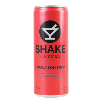 Напій слабоалкогольний 250мл 7% сильногазований Текіла Самбреро Cocktails Shake з/б
