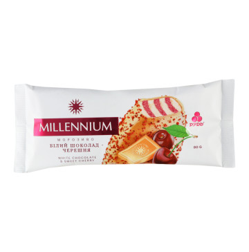Морозиво вершкове Білий шоколад-черешня Millenium Рудь м/у 80г