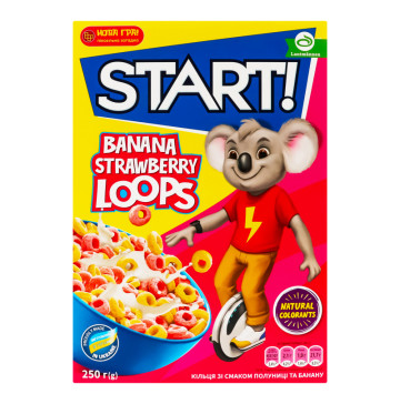 Сніданки сухі зернові Banana strawberry loops Start! к/у 250г