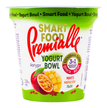 Йогурт 2.8% Манго-маракуя-льон Yogurt bowl Smart food Premialle ст 240г