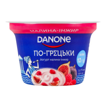 Йогурт 3.5% з наповнювачем Малина-інжир По-грецьки Danone ст 150г