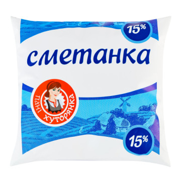 Продукт сметанний 15% молоковмісний Сметанка Пані Хуторянка м/у 400г