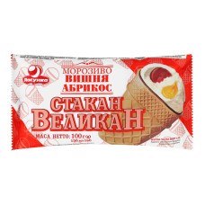Морозиво 12% Вишня Абрикос Стакан Великан Ласунка м/y 100г
