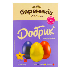 Набір Барвники харчові перламутрові желеподібні 3х3г + рукавички 1пара + 1 блок смужок Перлина Добрик к/у 1шт