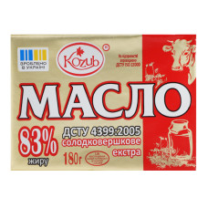 Масло солодковершкове 83% Екстра Kozub м/у 180г