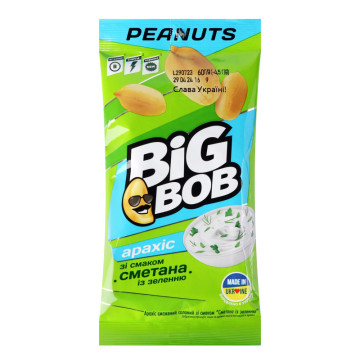 Арахіс смажений солоний Сметана із зеленню Big Bob м/у 60г