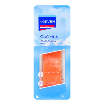 Сьомга філе-шматок Norven з/ш сл/с 1с лоток 130г