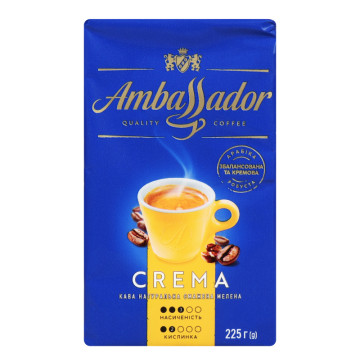 Кава натуральна смажена мелена Crema Ambassador м/у 225г