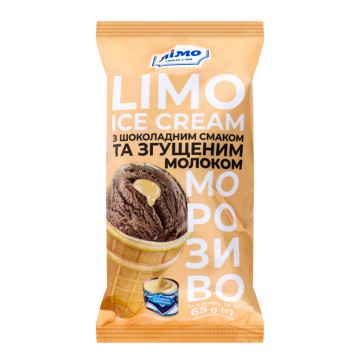 Морозиво 12% з шоколадним смаком та згущеним молоком Лімо м/у 65г