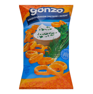 Кільця кукурудзяні зі смаком сметани та зелені Gonzo м/у 75г