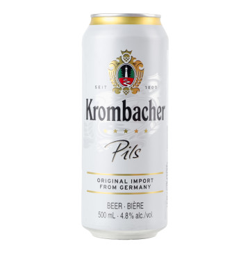 Пиво 0.5л 4.8% світле фільтроване пастеризоване Pils Krombacher з/б