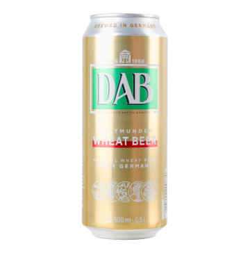 Пиво 0.5л 4.8% світле нефільтроване пастеризоване Wheat Beer DAB з/б
