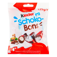 Цукерки з молочного шоколаду з молочною начинкою та горіхами Schoko-Bons Kinder м/у 125г Цукерки з молочного шоколаду з молочною начинкою та горіхами Schoko-Bons Kinder м/у 125г