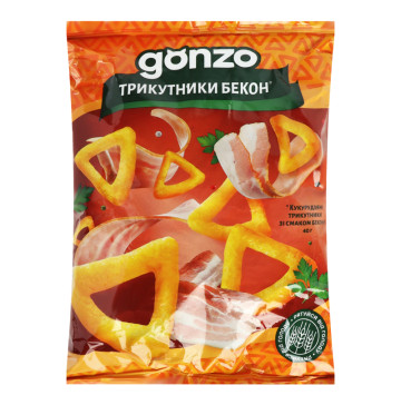 Трикутники кукурудзяні зі смаком бекону Gonzo м/у 40г