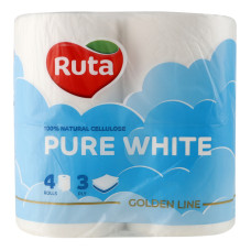 Папір туалетний 3-х шаровий Pure White Ruta 4шт