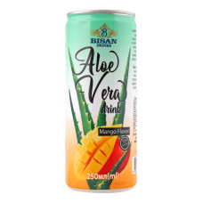 Напій безалкогольний негазований з ароматом манго Aloe vera Bisan Drinks з/б 250мл