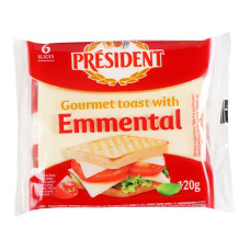 Сир плавлений 40% для тостів Emmental President м/у 6х20г