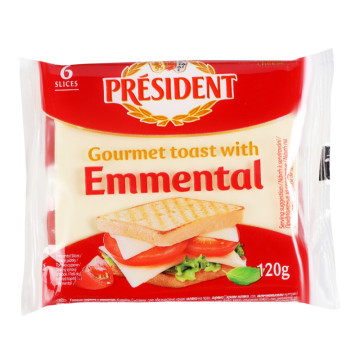 Сир плавлений 40% для тостів Emmental President м/у 6х20г