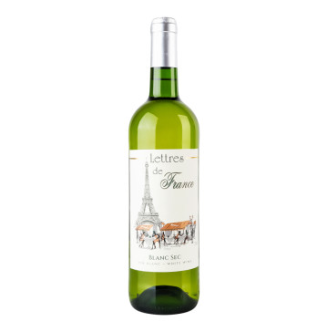 Вино 0.75л 11% біле сухе Blanc Sec Lettres de France пл Вино 0.75л 11% біле сухе Blanc Sec Lettres de France пл