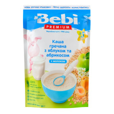 Каша молочна суха для дітей від 5міс швидкорозчинна Гречана з яблуком та абрикосом Bebi Premium д/п 200г